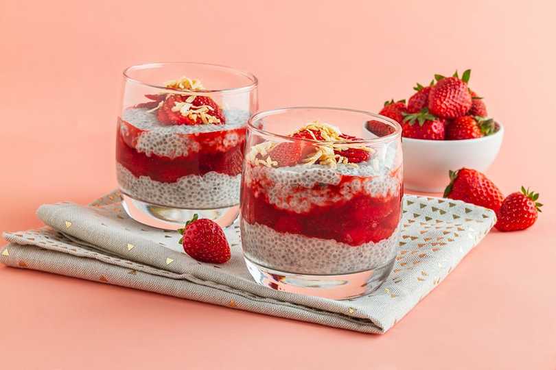    Coconut Chia Pudding With Strawberry Compote